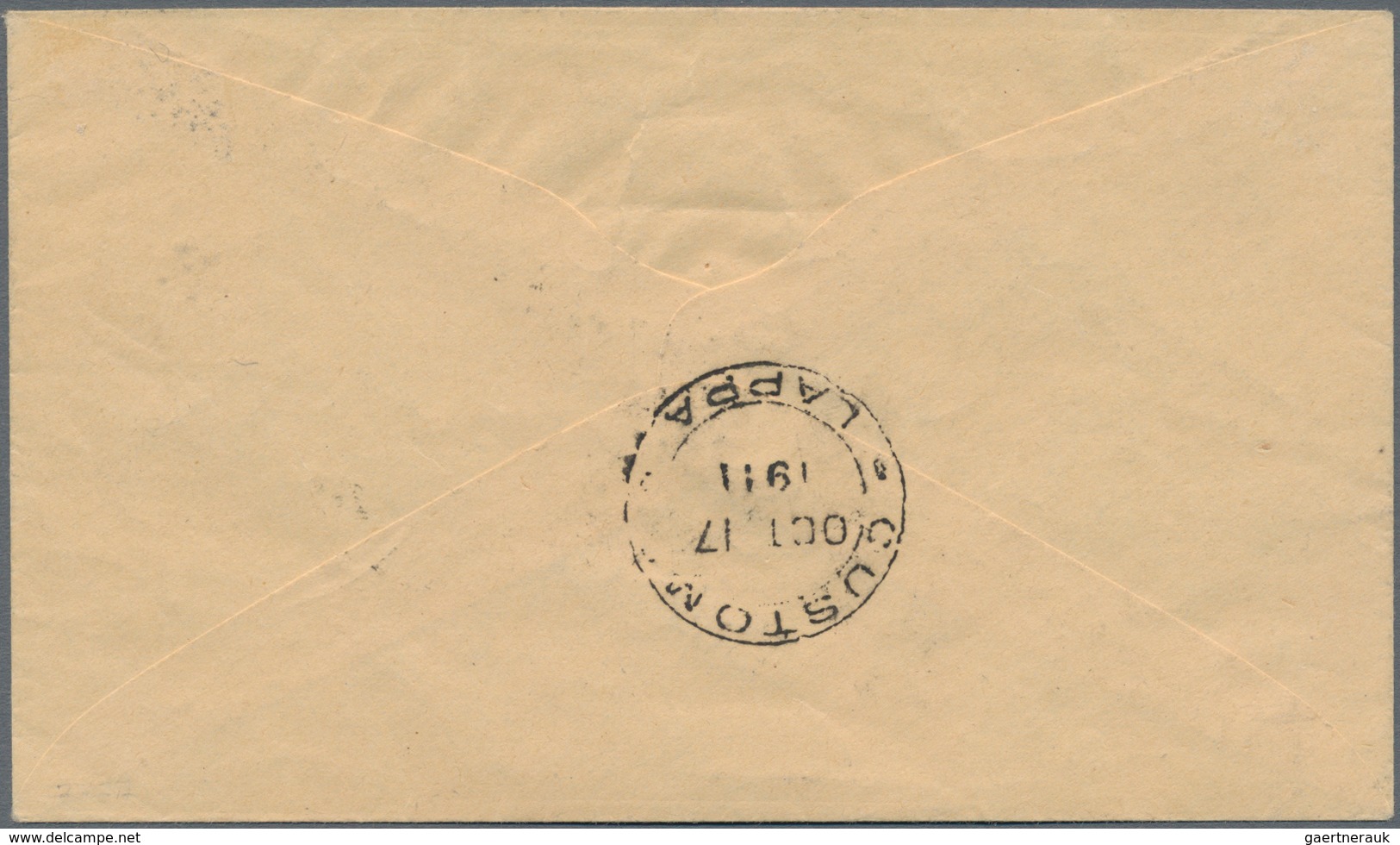 Macau: 1911, 1 A./5 R. Tied "MACAU 18 OUT 11" To Unsealed Envelope Endorsed "bookpost" Used Local To - Other & Unclassified