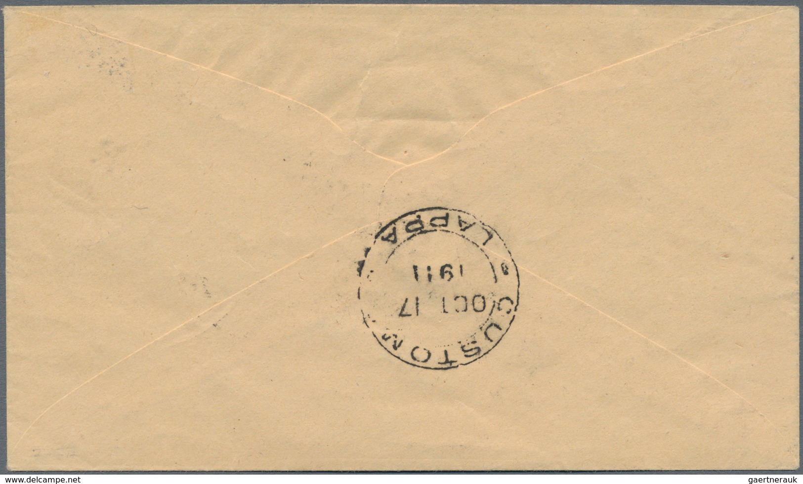 Macau: 1911, 1 A./5 R. Tied "MACAU 18 OUT 11" To Unsealed Envelope Endorsed "bookpost" Used Local To - Andere & Zonder Classificatie