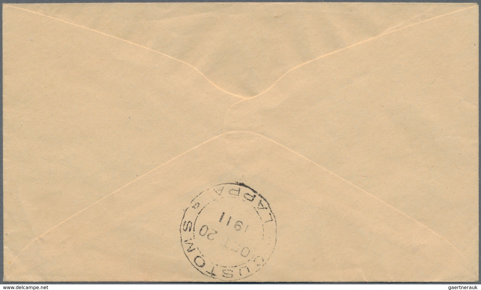 Macau: 1911, 1 A./5 R. Tied "MACAU 21 OUT 11"" To Unsealed Envelope Endorsed "bookpost" Used Local T - Other & Unclassified