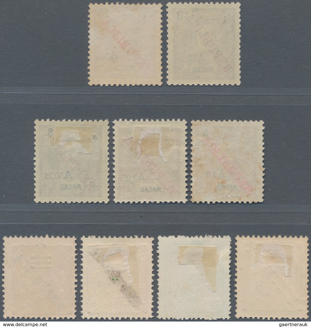 Macau: 1913, Republica Ovpts. Inc. 1 A./13 A. Violet And 1 A./13 A. Greyish Violet, Unused No Gum As - Andere & Zonder Classificatie