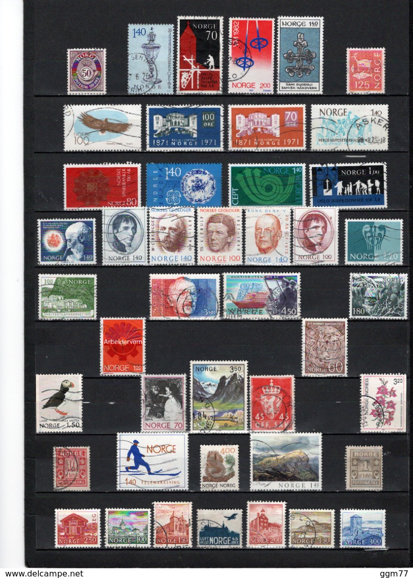 44 TIMBRES NORVEGE OBLITERES  DE  1889 à 1993    Cote : 37,05 € - Used Stamps
