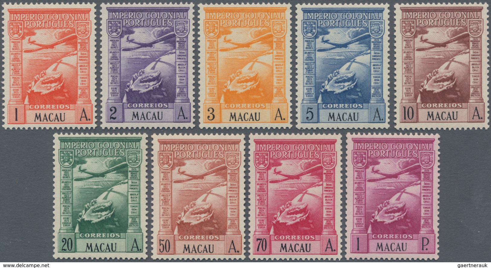 Macau: 1938, Colonial Empire 1 A./5 P. Resp. Respective Air Mail Set 1 A./1 P., Mint Never Hinged MN - Andere & Zonder Classificatie