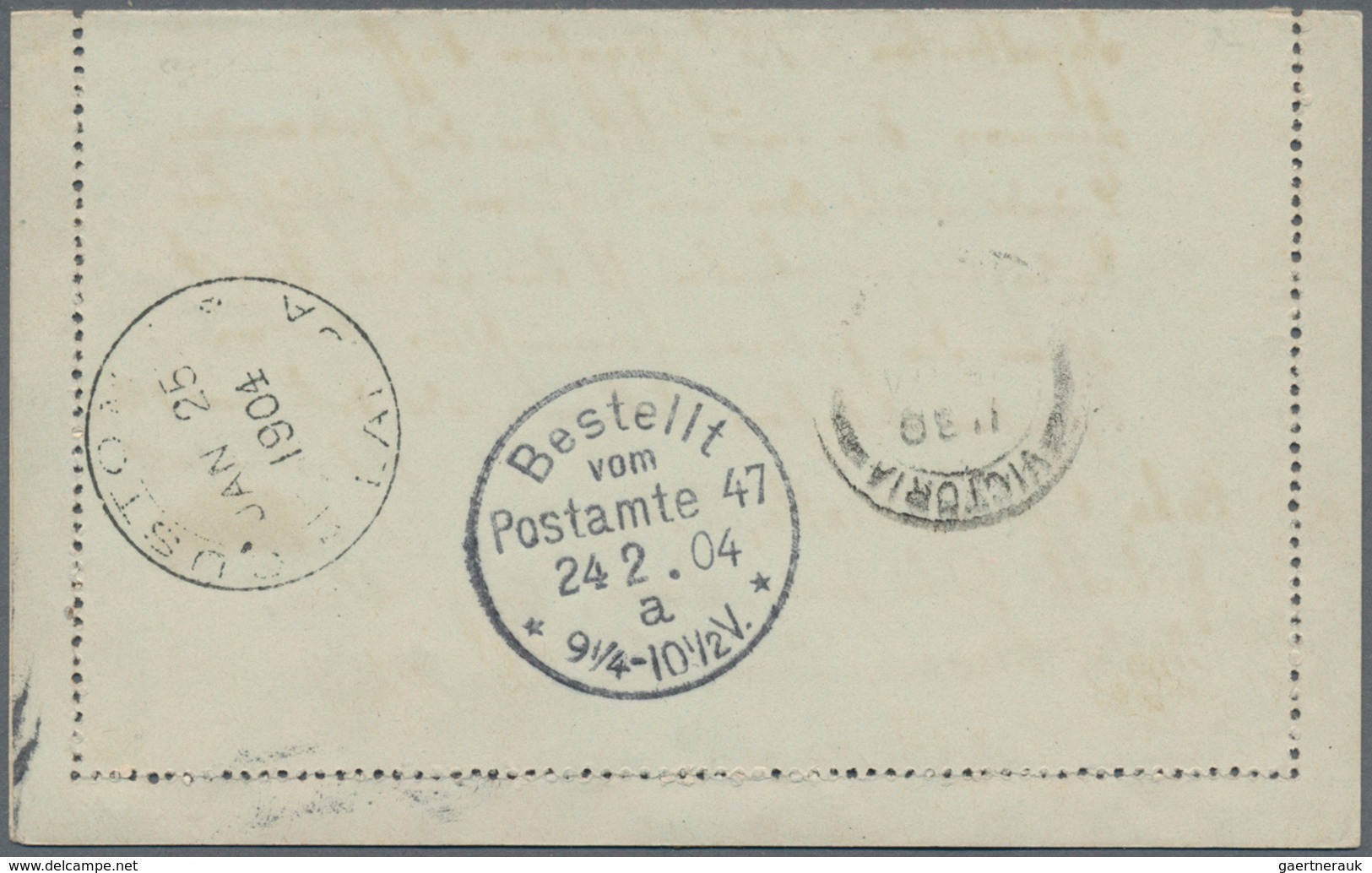 Macau - Ganzsachen: 1904, Letter Card 10 C. Canc. "MACAU 25 JAN 04" Originating "CUSTOMS LAPPA JAN 2 - Enteros Postales