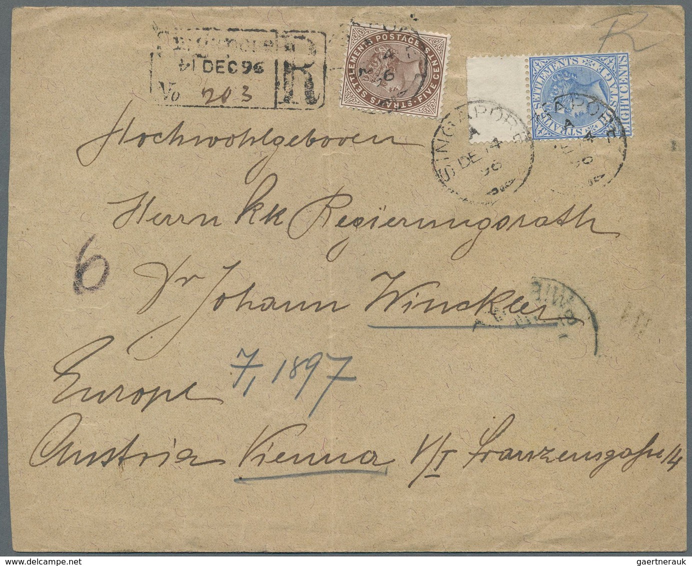 Malaiische Staaten - Straits Settlements: 1896, Back-printed Envelope Of S.M. Schiff "Saida", Used R - Straits Settlements