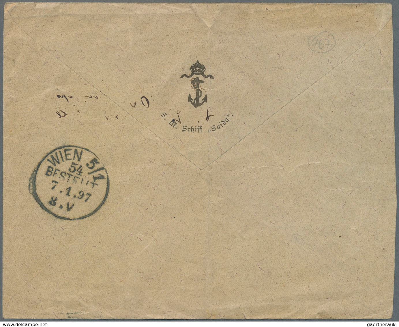 Malaiische Staaten - Straits Settlements: 1896, Back-printed Envelope Of S.M. Schiff "Saida", Used R - Straits Settlements