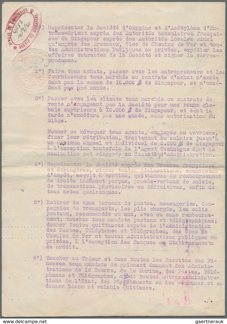 Malaiische Staaten - Straits Settlements: 1930 Extract From The Minutes Of A Meeting Of A Gas Compan - Straits Settlements