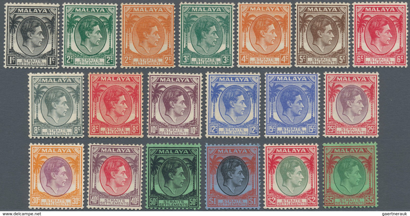 Malaiische Staaten - Straits Settlements: 1937/1941, KGVI Definitives Complete Simplified Set Of 19 - Straits Settlements