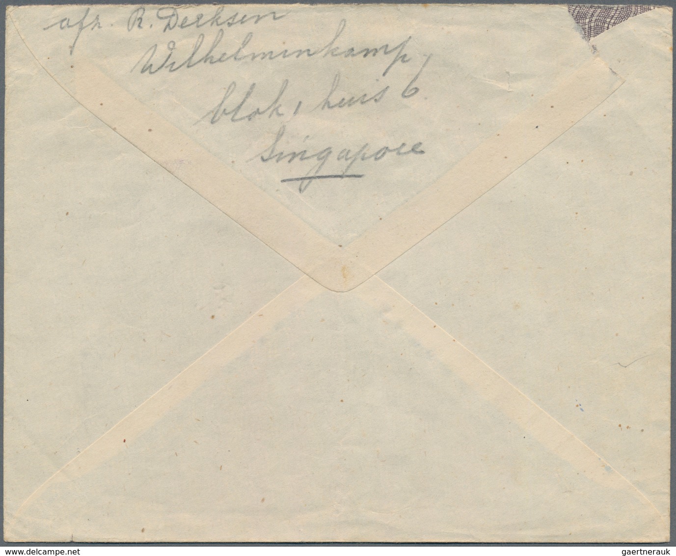 Malaiische Staaten - Straits Settlements: 1946, P.O.W. Cover From Wilhelmina Camp Near Singapore To - Straits Settlements