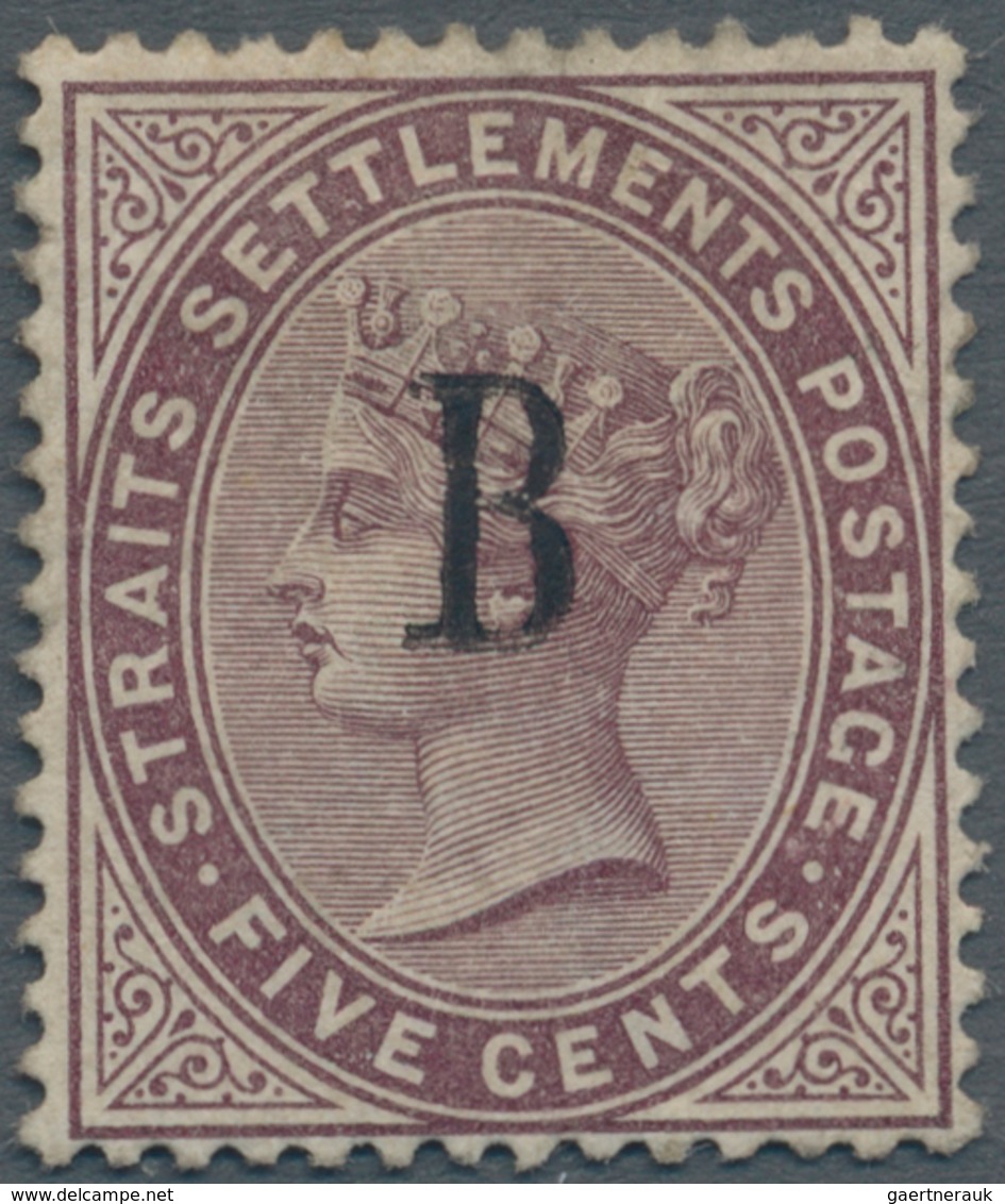 Malaiische Staaten - Straits Settlements - Post In Bangkok: 1882-85 5c Purple-brown, Wmk Crown CC, O - Straits Settlements