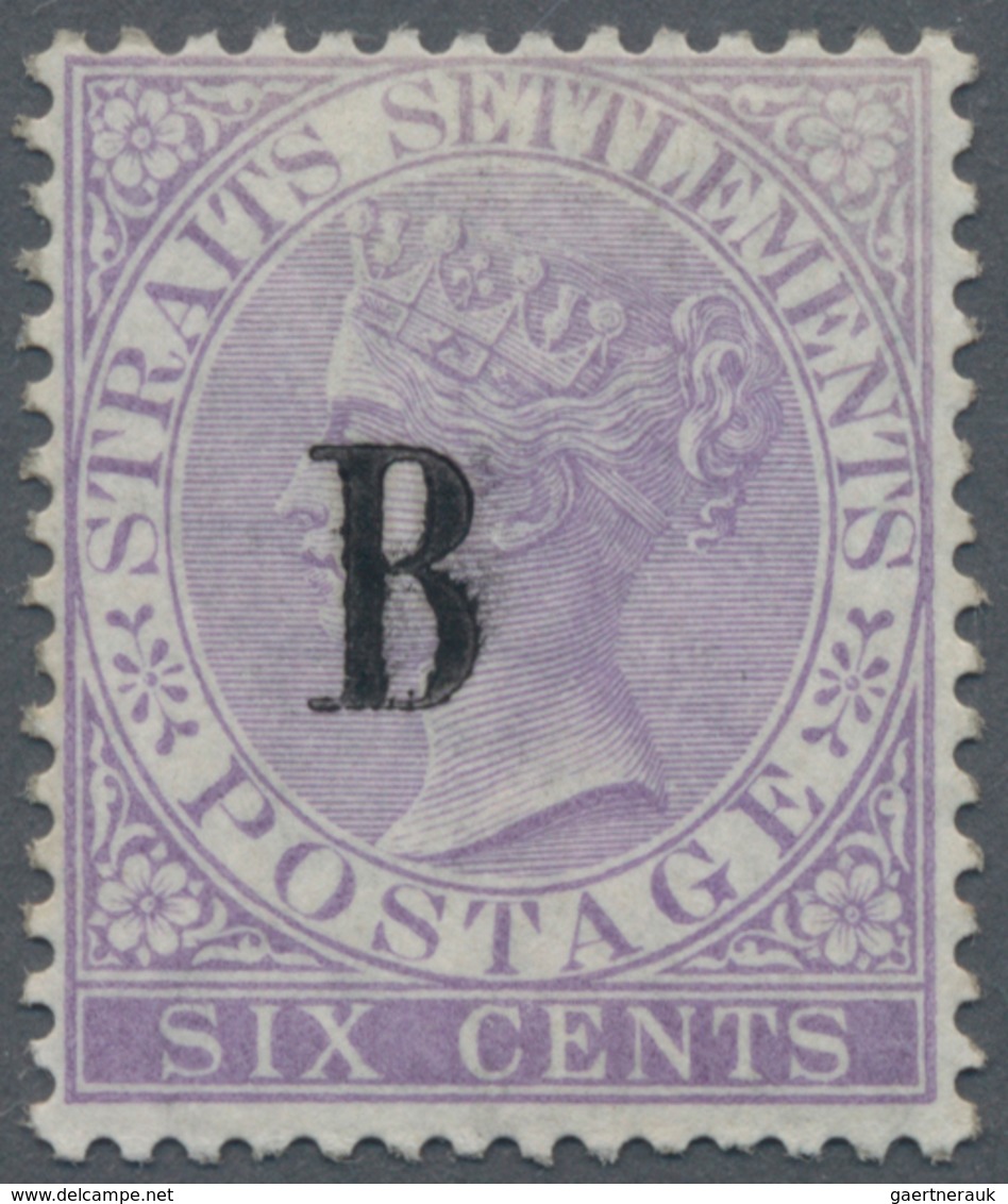 Malaiische Staaten - Straits Settlements - Post In Bangkok: 1882-85 QV 6c. Lilac, Wmk Crown CC, Optd - Straits Settlements