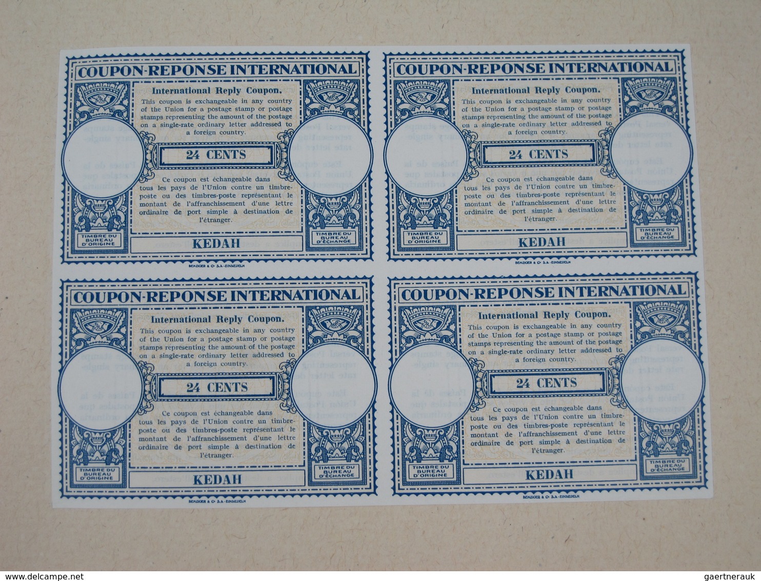 Malaiische Staaten - Kedah: 1947, INTERNATIONAL REPLY COUPON »Kedah – 24 Cents« (London Design) In A - Kedah