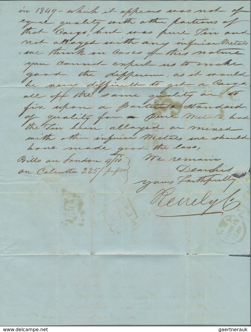 Malaiische Staaten - Penang: 1851, Stampless Folded Letter Addressed To Boston Written From Penang D - Penang