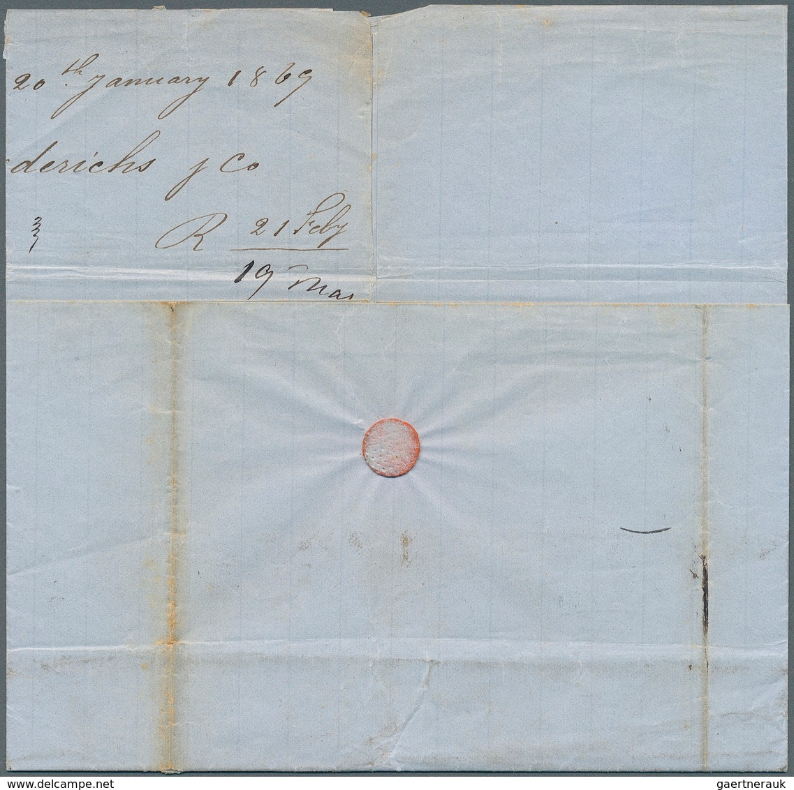 Malaiische Staaten - Penang: 1869, Entire Folded Letter From "PENANG JA 21 69" To Cognac/France, Rar - Penang