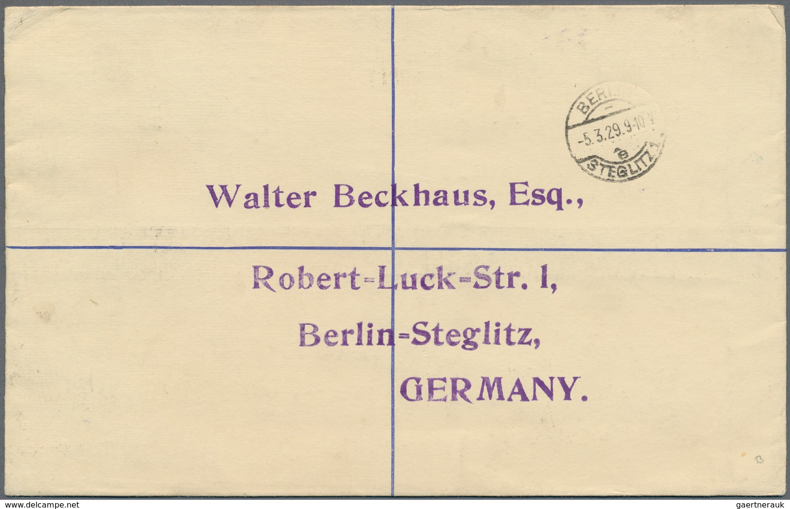 Malaiische Staaten - Sarawak: 1929 (29.1.), Registered Letter 'Sir Charles Vyner Brooke' 15c. Blue ( - Andere & Zonder Classificatie