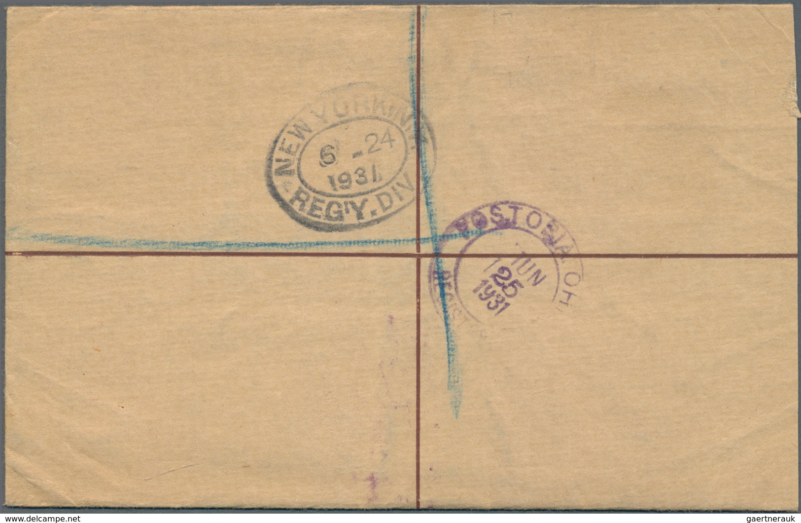 Malaiische Staaten - Sarawak: 1931, 15 C Brown Registered Pse, Uprated With 12 C Bright Blue, Sent F - Andere & Zonder Classificatie
