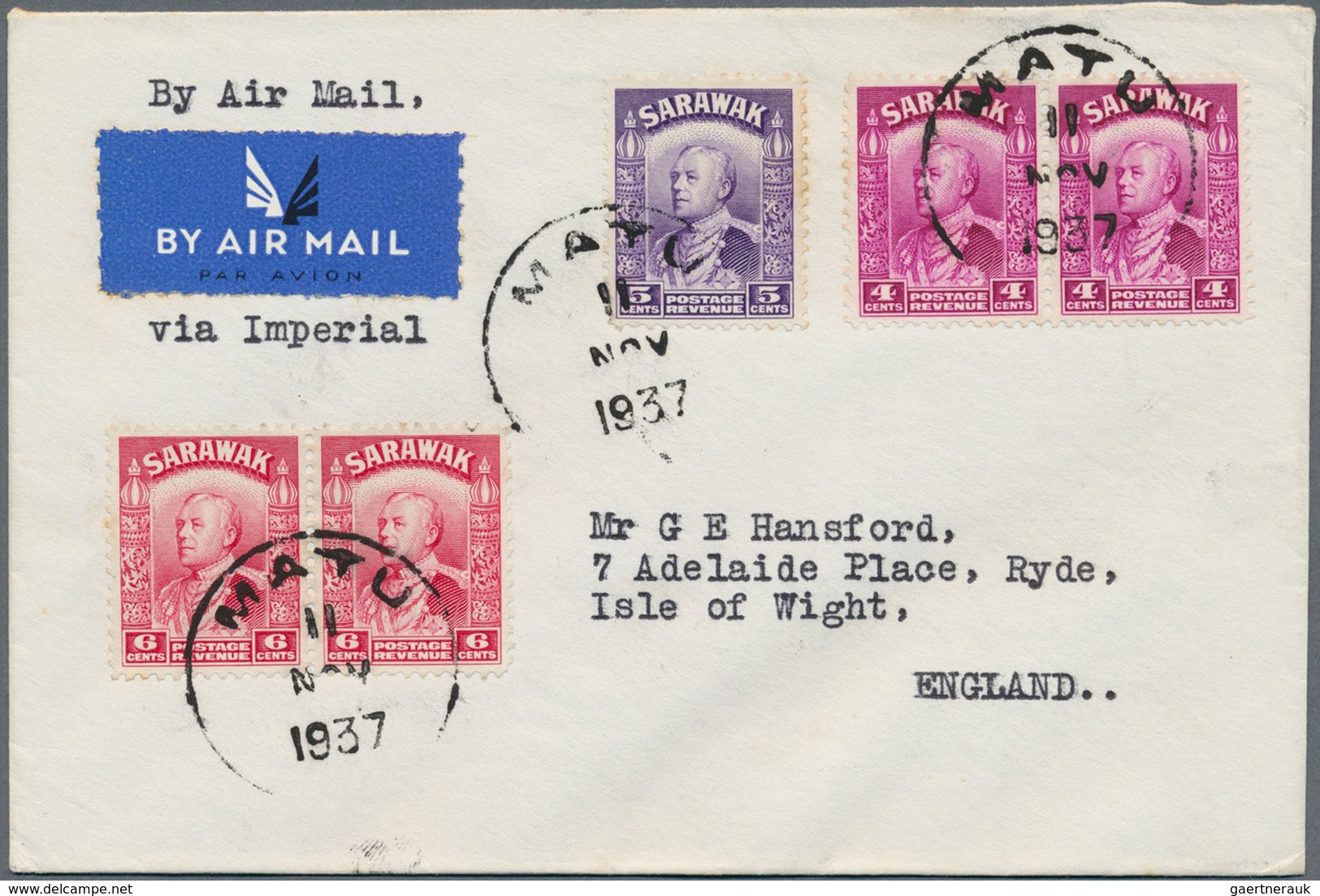 Malaiische Staaten - Sarawak: 1937, MATU: Sir Charles Vyner Brooke 5c. Violet And Pars Of 4c. Bright - Otros & Sin Clasificación