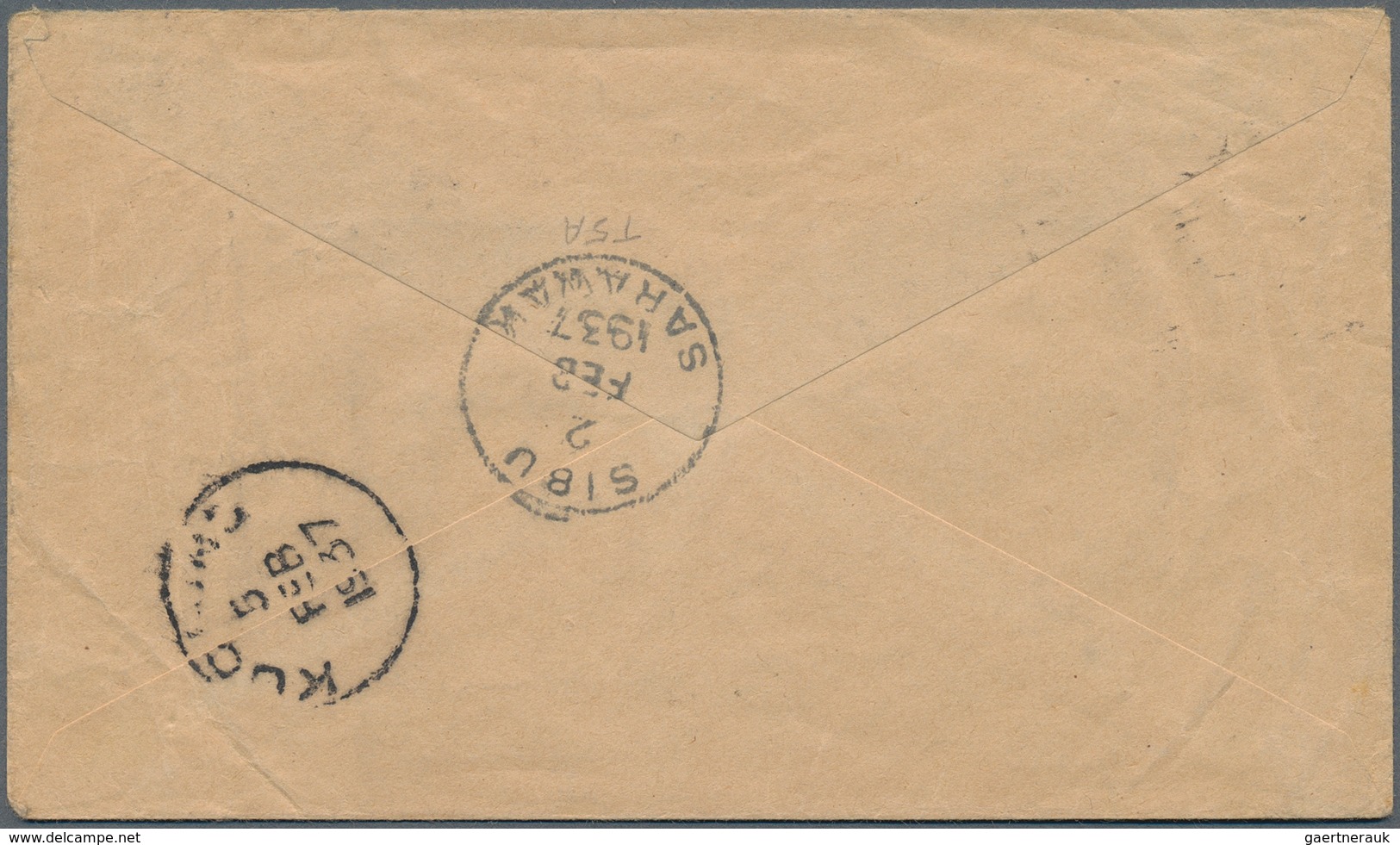 Malaiische Staaten - Sarawak: 1937, 25 C Violet And Orange, Single Franking On Airmail Cover With Cd - Andere & Zonder Classificatie