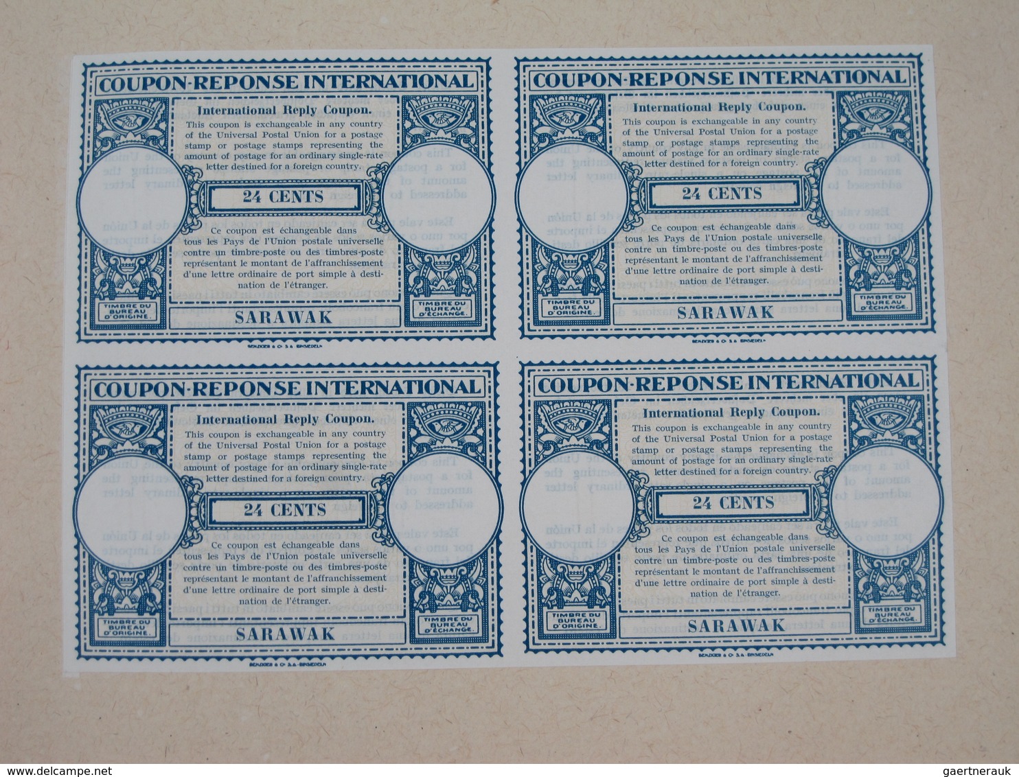 Malaiische Staaten - Sarawak: 1947, INTERNATIONAL REPLY COUPON »Sarawak – 24 Cents« (London Design) - Andere & Zonder Classificatie
