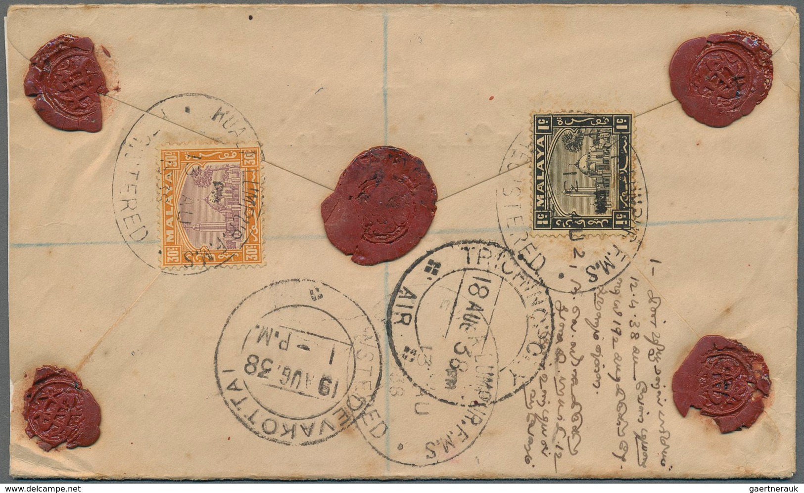 Malaiische Staaten - Selangor: 1938-39, Four Registered Covers From Klang (3) And Kuala Lumpur To In - Selangor