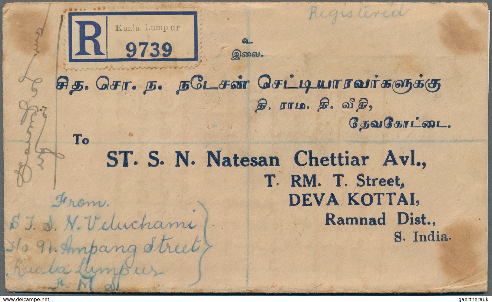 Malaiische Staaten - Selangor: 1938-39, Four Registered Covers From Klang (3) And Kuala Lumpur To In - Selangor