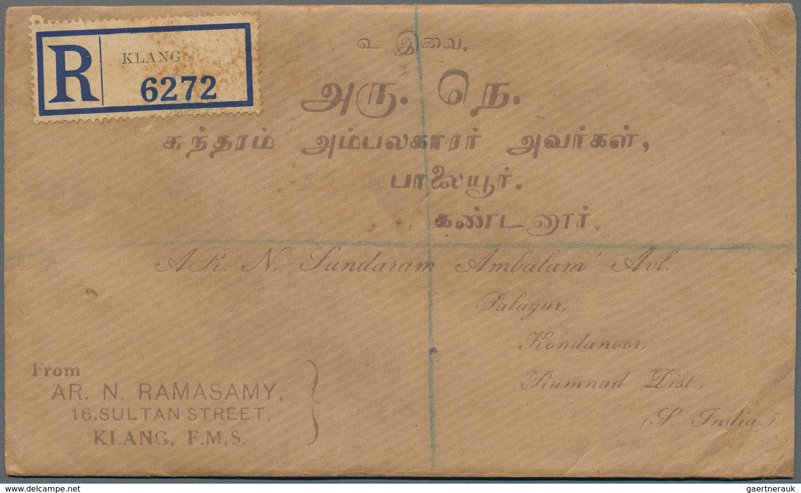 Malaiische Staaten - Selangor: 1938-39, Four registered covers from Klang (3) and Kuala Lumpur to In