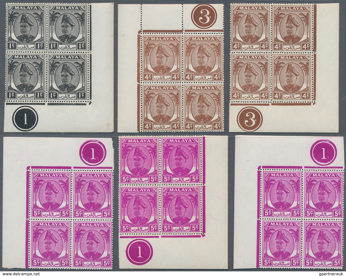 Malaiische Staaten - Selangor: 1949/1955, Definitives Sultan Hisamud-din Alam Shah 1c. - $1, Group O - Selangor