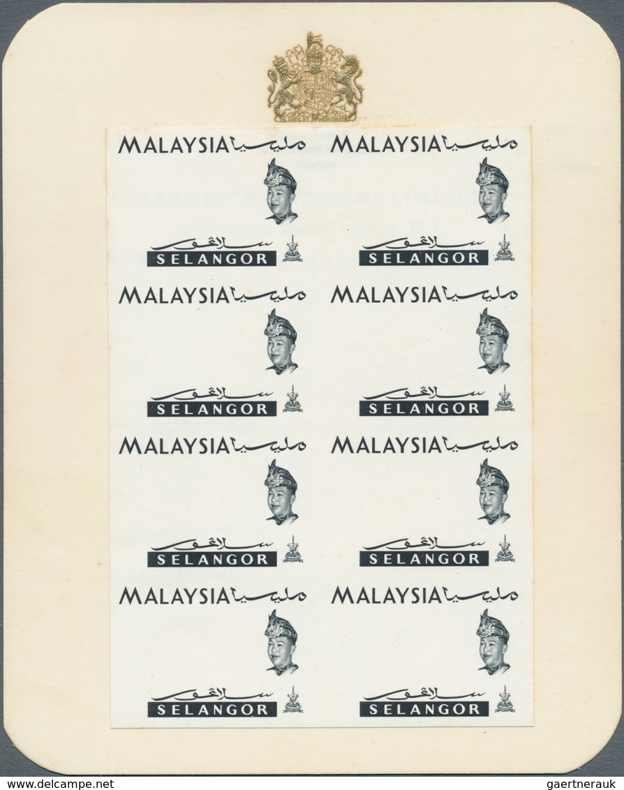 Malaiische Staaten - Selangor: 1965, Orchids Imperforate PROOF Block Of Eight With Black Printing On - Selangor
