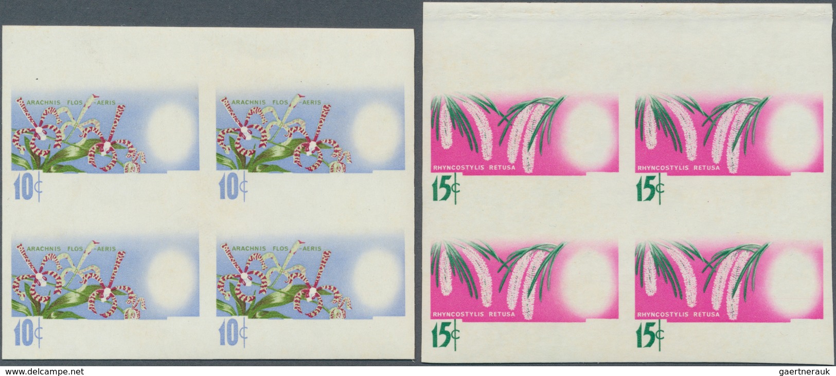 Malaysia: 1965, Orchids Set Of Seven For The Different Malayan States With BLACK OMITTED (country Na - Malasia (1964-...)