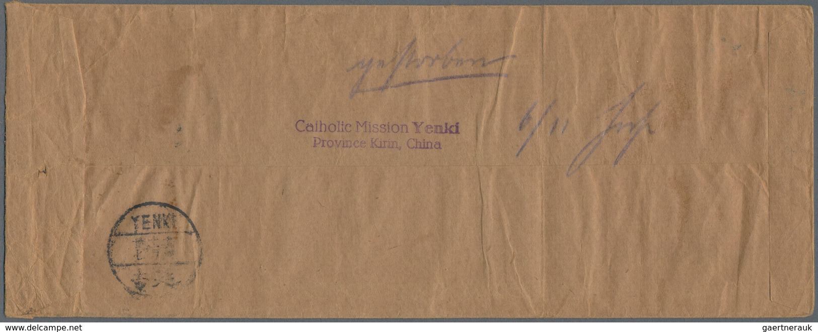 Mandschuko (Manchuko): 1930. Printed Matter Envelope (vertical Fold) Wirtten From The 'Chinese Missi - 1932-45 Mantsjoerije (Mantsjoekwo)