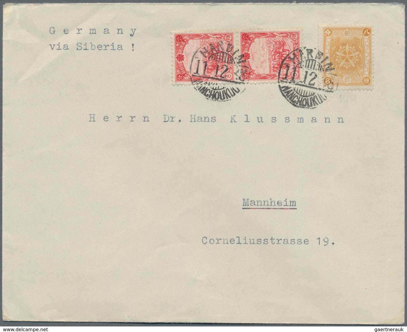 Mandschuko (Manchuko): 1936/41, HARBIN: Censored Covers (2) Resp. Franked Ppc Used To Germany; And P - 1932-45 Manchuria (Manchukuo)