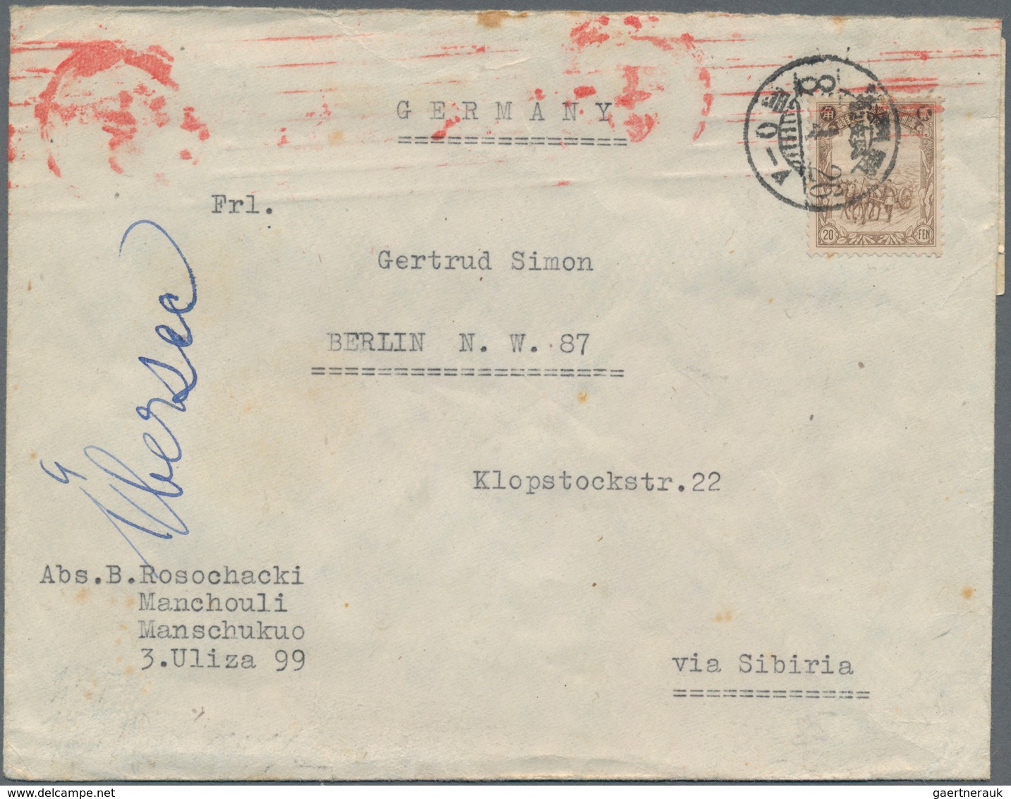 Mandschuko (Manchuko): 1936/41, HARBIN: Censored Covers (2) Resp. Franked Ppc Used To Germany; And P - 1932-45 Mantsjoerije (Mantsjoekwo)