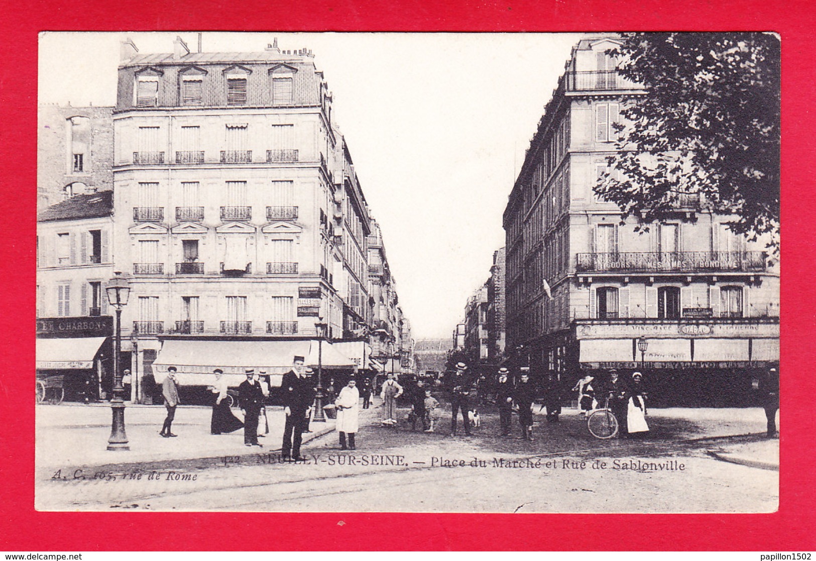 F-92-Neuilly Sur Seine-09A18  Place Du Marché Et Rue De Sablonville, Animation, Verso Pub Chicorée, Cpa BE - Neuilly Sur Seine