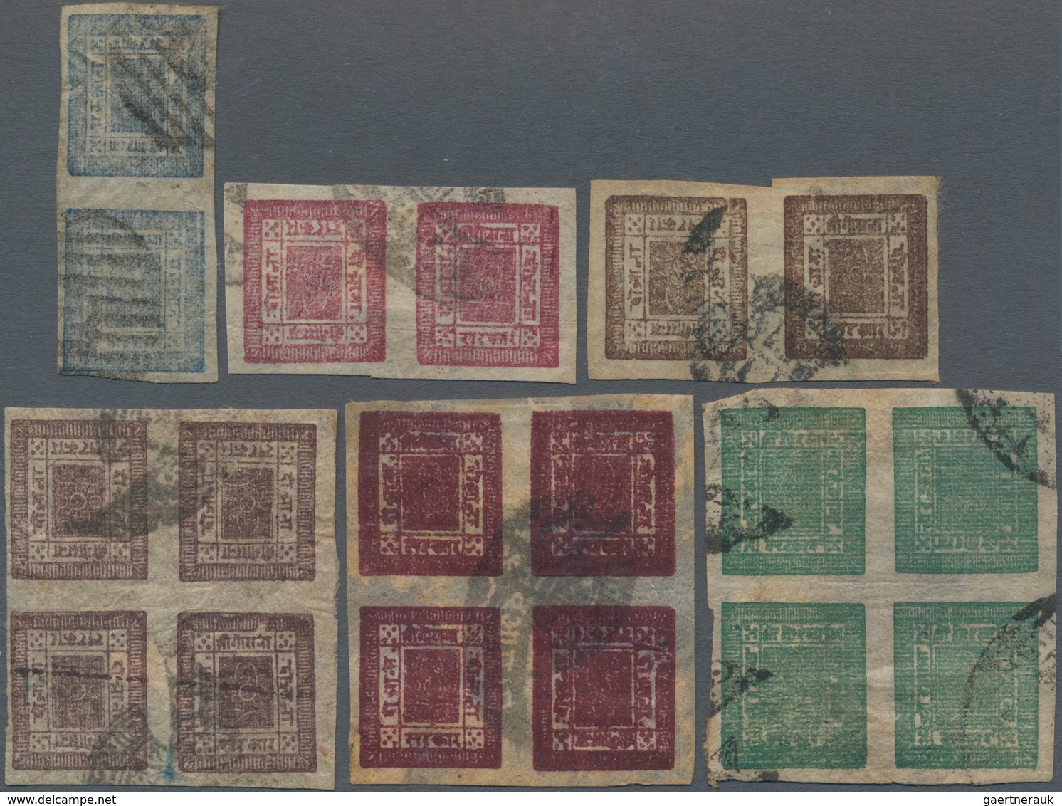 Nepal: 1880's-1917: Six Tête-bêche Pairs Of 1a., 2a. And 4a., All Used, With Three Pairs And Three B - Nepal