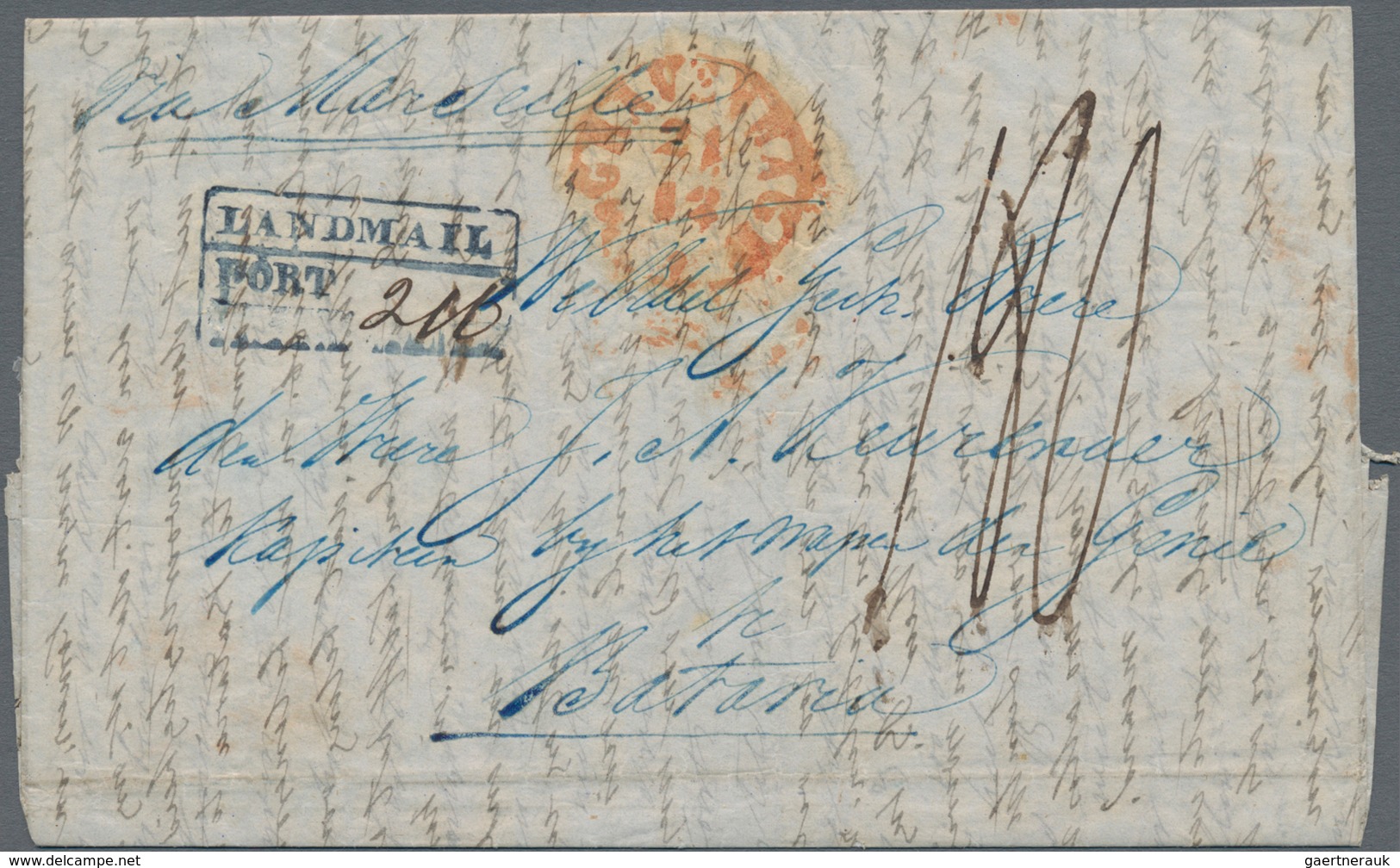 Niederländisch-Indien: 1848, Folded Letter From The Hague Via Marseille To Batavia With Rare Ra2 LAN - Nederlands-Indië