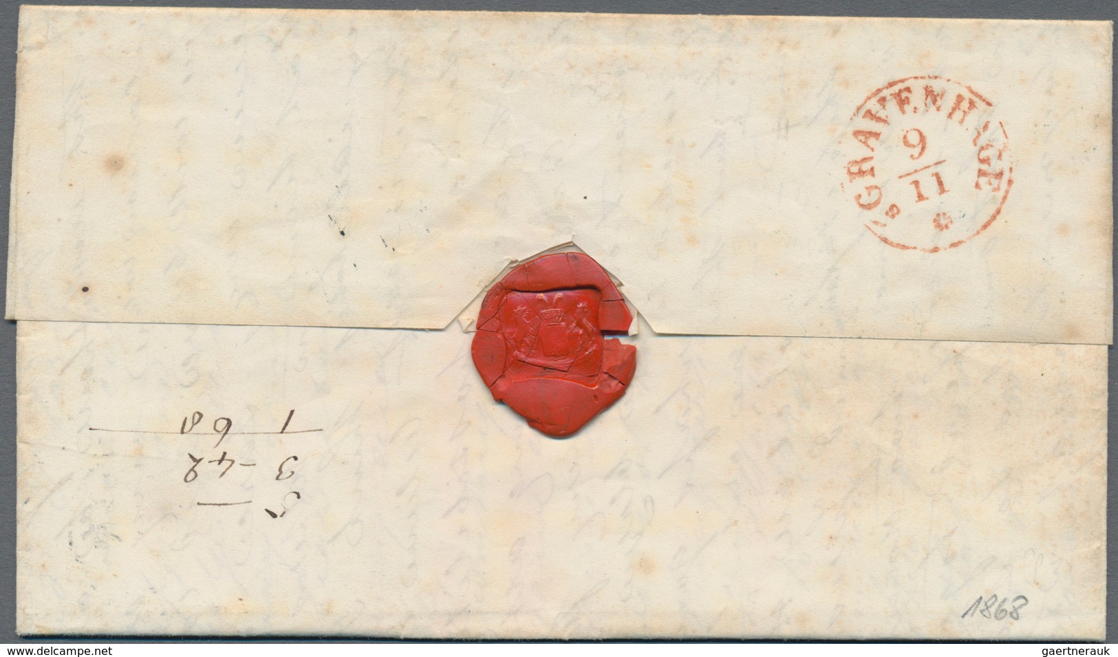 Niederländisch-Indien: 1868, Entire Letter From Batavia To La Haye In The Netherlands, On The Fronts - India Holandeses