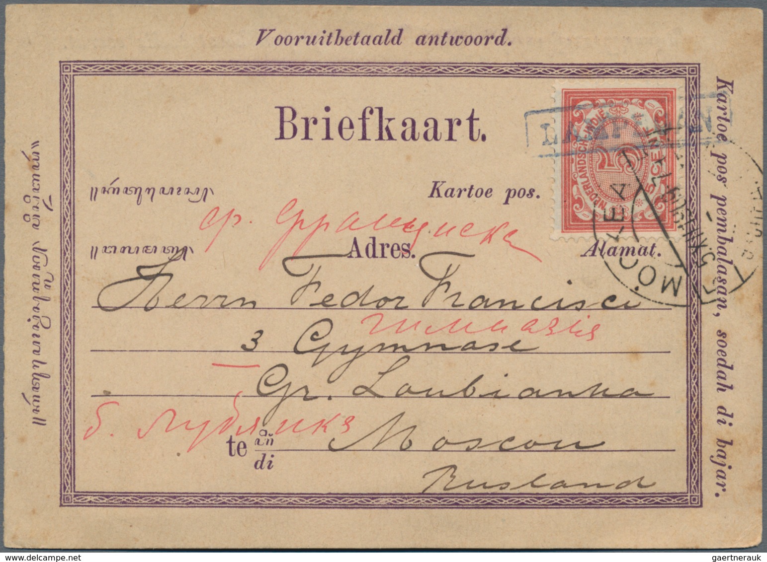 Niederländisch-Indien: 1897/1909, Lot Of 3 Interesting Postcards, Comprising 5 C Blue Psc From SEMAR - Netherlands Indies
