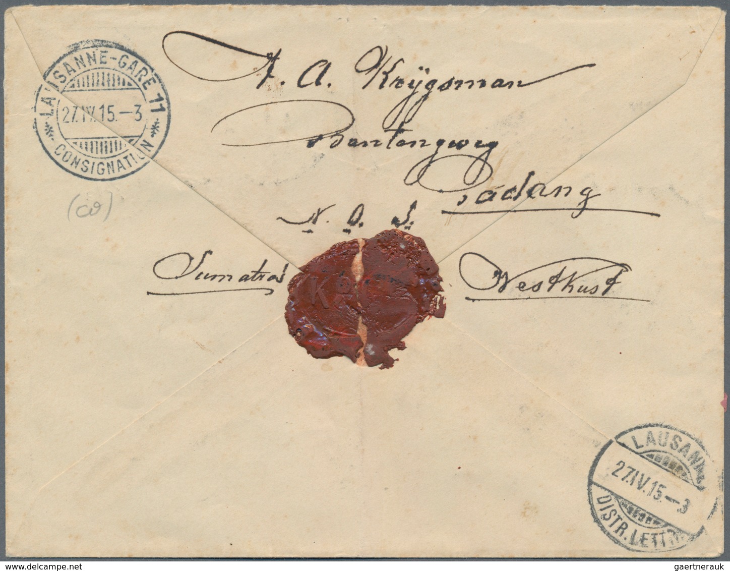 Niederländisch-Indien: 1908 Postal Stationery Envelope 17½ On 25c. Violet Used Registered With A.R. - India Holandeses
