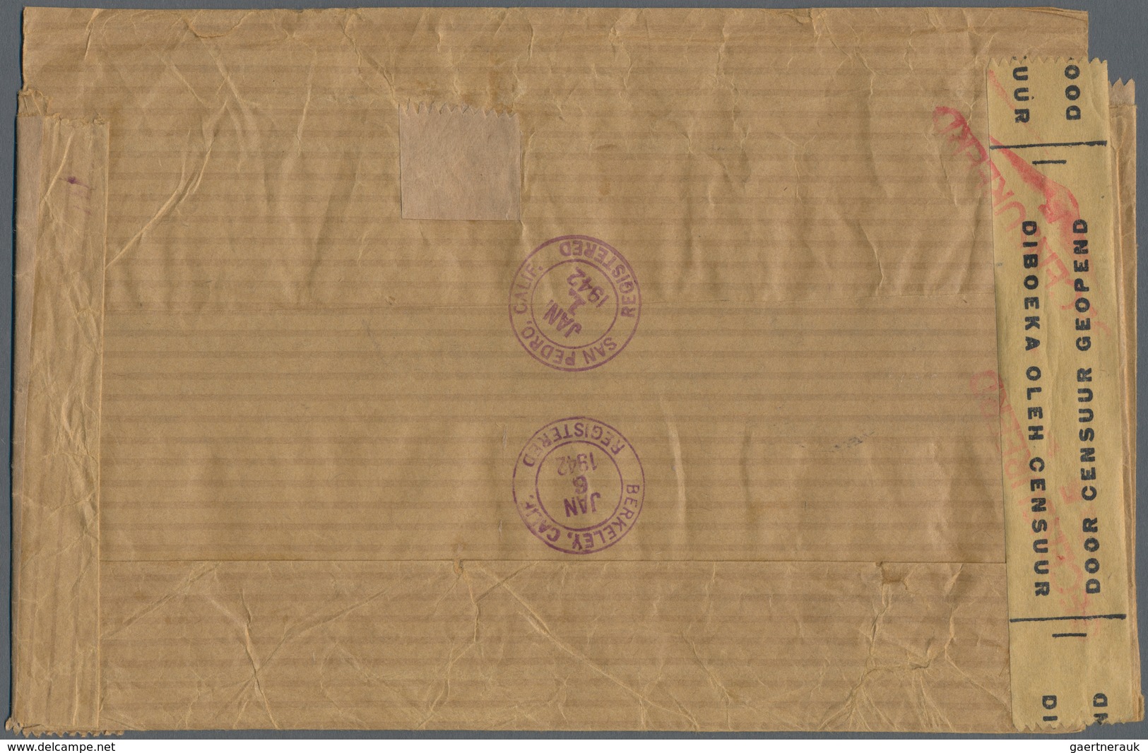 Niederländisch-Indien: 1941. Registered Envelope Endorsed 'Printed Matter' Addressed To California B - Netherlands Indies
