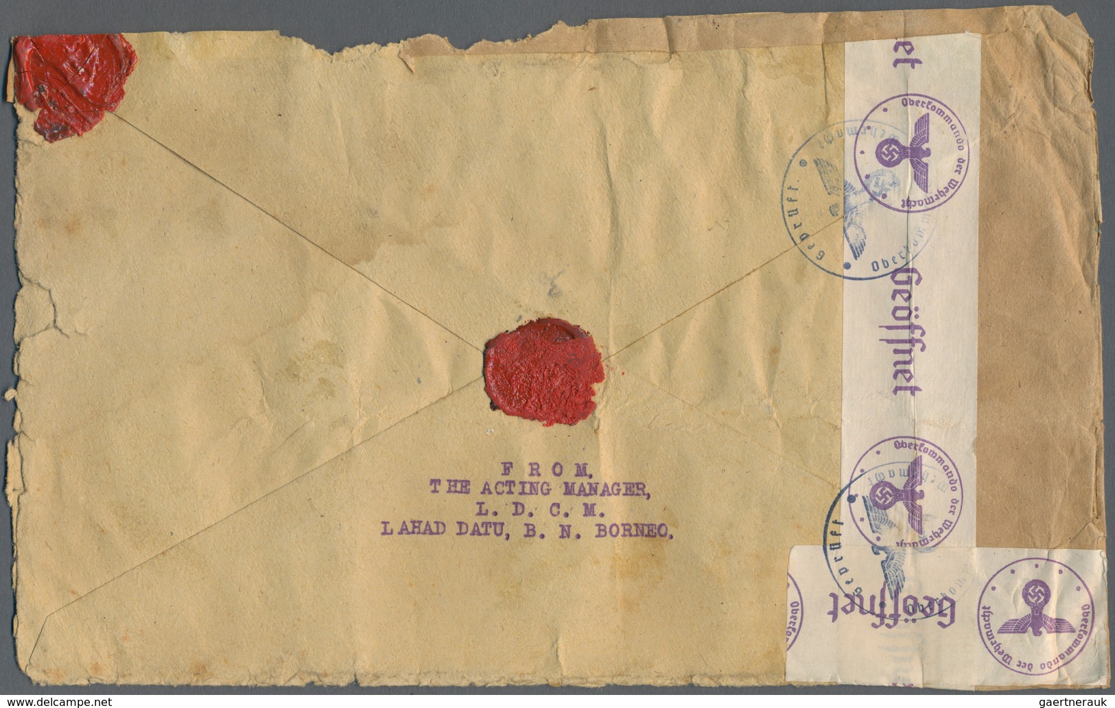 Nordborneo: 1940. Envelope Addressed To Holland Bearing SG 306, 4c Bronze And Purple (pair) And SG 3 - Noord Borneo (...-1963)