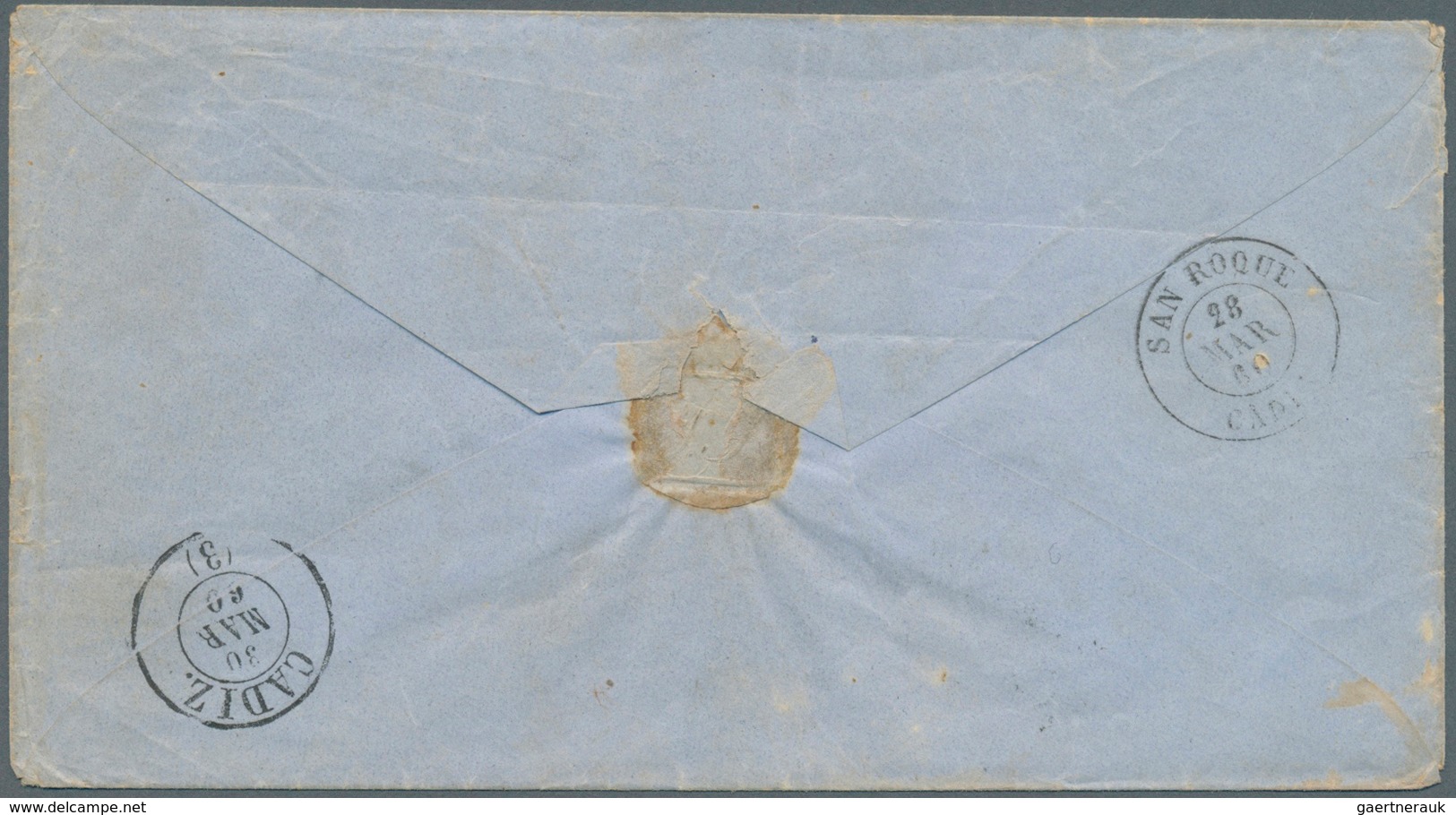 Philippinen: 1860, Cover Endorsed "4R" And "Espana / Via Suez" To Cadiz W. "SAN ROQUE 28 MAR 60" And - Philippines