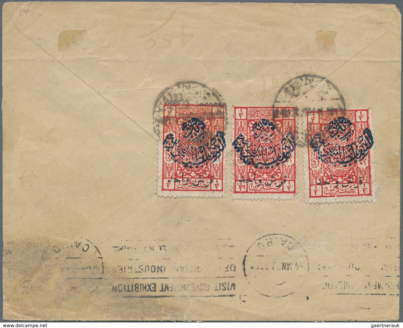 Saudi-Arabien - Nedschd: 1925, 1/2 Pia. Red With Blue Nejd Overprint And Second Overprint "Kurush Va - Saudi Arabia