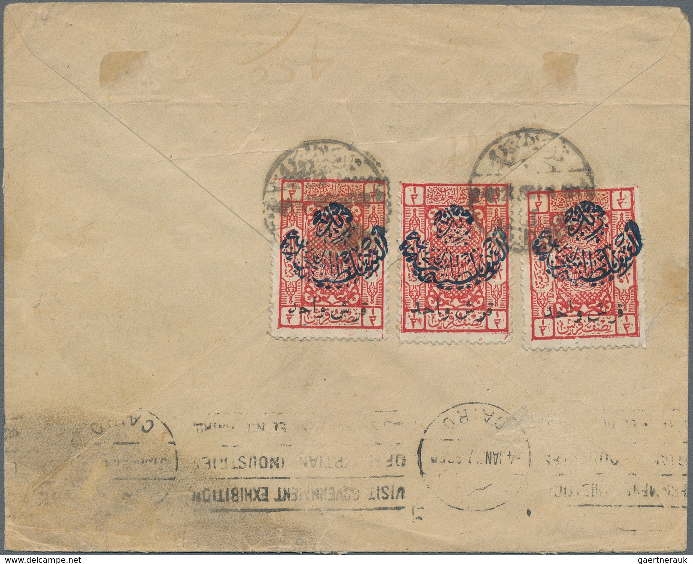 Saudi-Arabien - Nedschd: 1925, 1/2 Pia. Red With Blue Nejd Overprint And Second Overprint "Kurush Va - Saudi-Arabien
