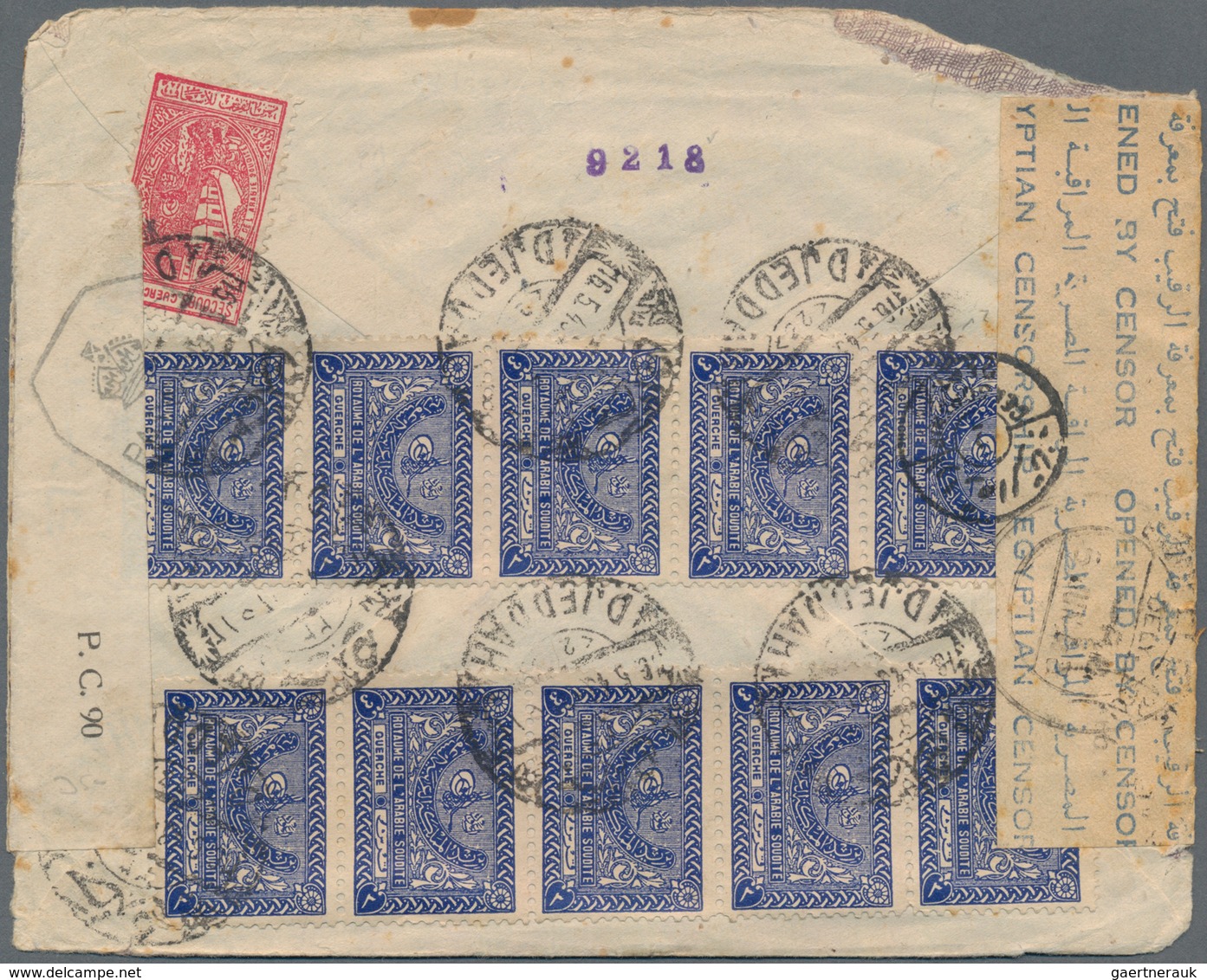 Saudi-Arabien: 1943. Air Mail Envelope (opening Faults) Addressed To India Bearing Yvert 115a, 3g Bl - Saudi-Arabien