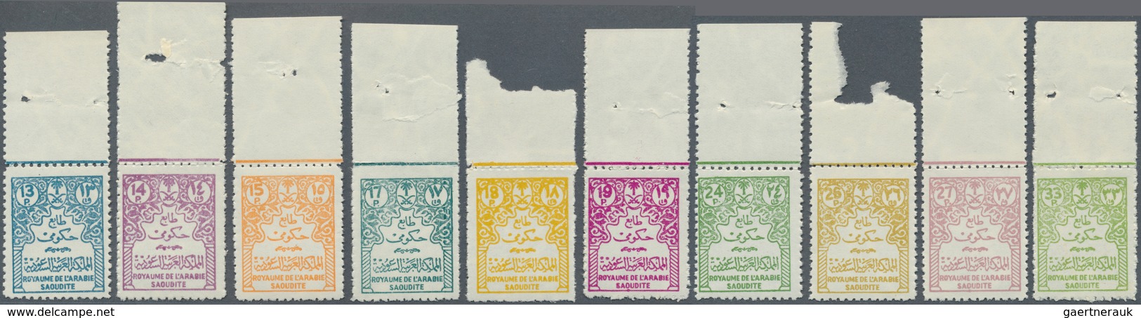 Saudi-Arabien - Dienstmarken: 1964/70, Large Numerals, A Partial Set 4 Pia.-50 Pia.-ex, Inc. 10 Top - Arabia Saudita