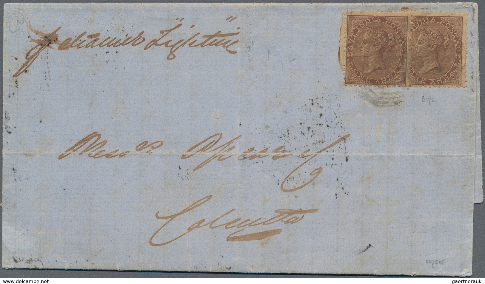 Singapur: 1863, Folded Letter Sheet Dated 'Singapore 19th May 1863' Addressed To India Bearing SG 40 - Singapore (...-1959)