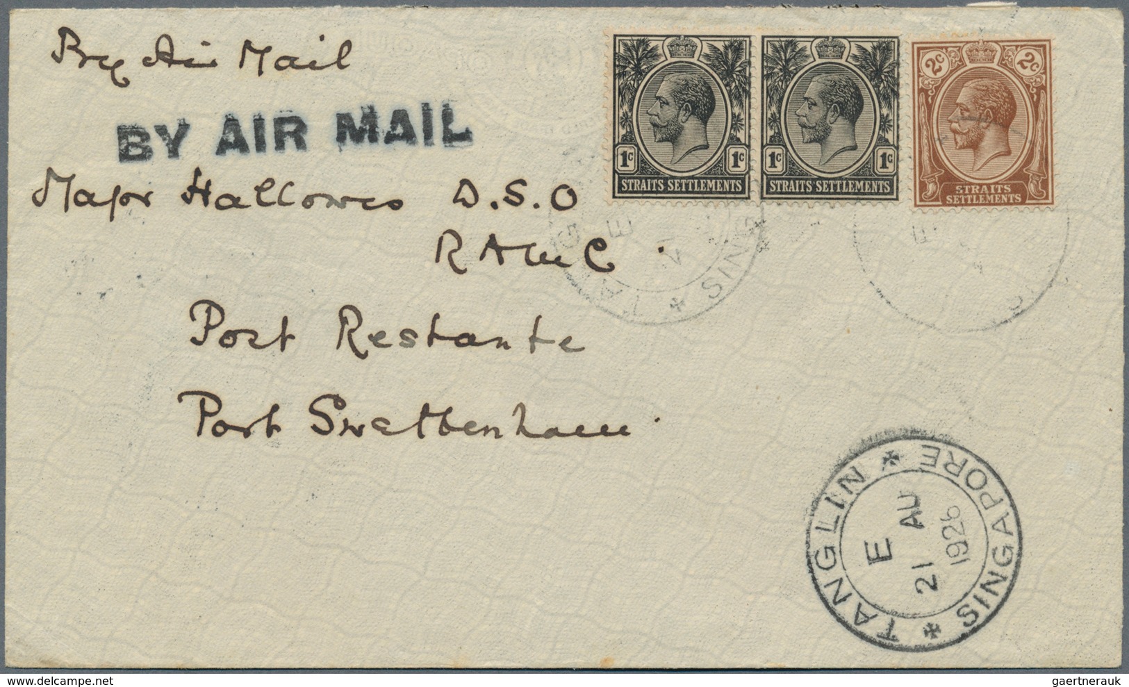 Singapur: 1926 (21.8.), Internal Airmail Letter By Air Survey Company At 4c. Local Rate Bearing Hori - Singapore (...-1959)