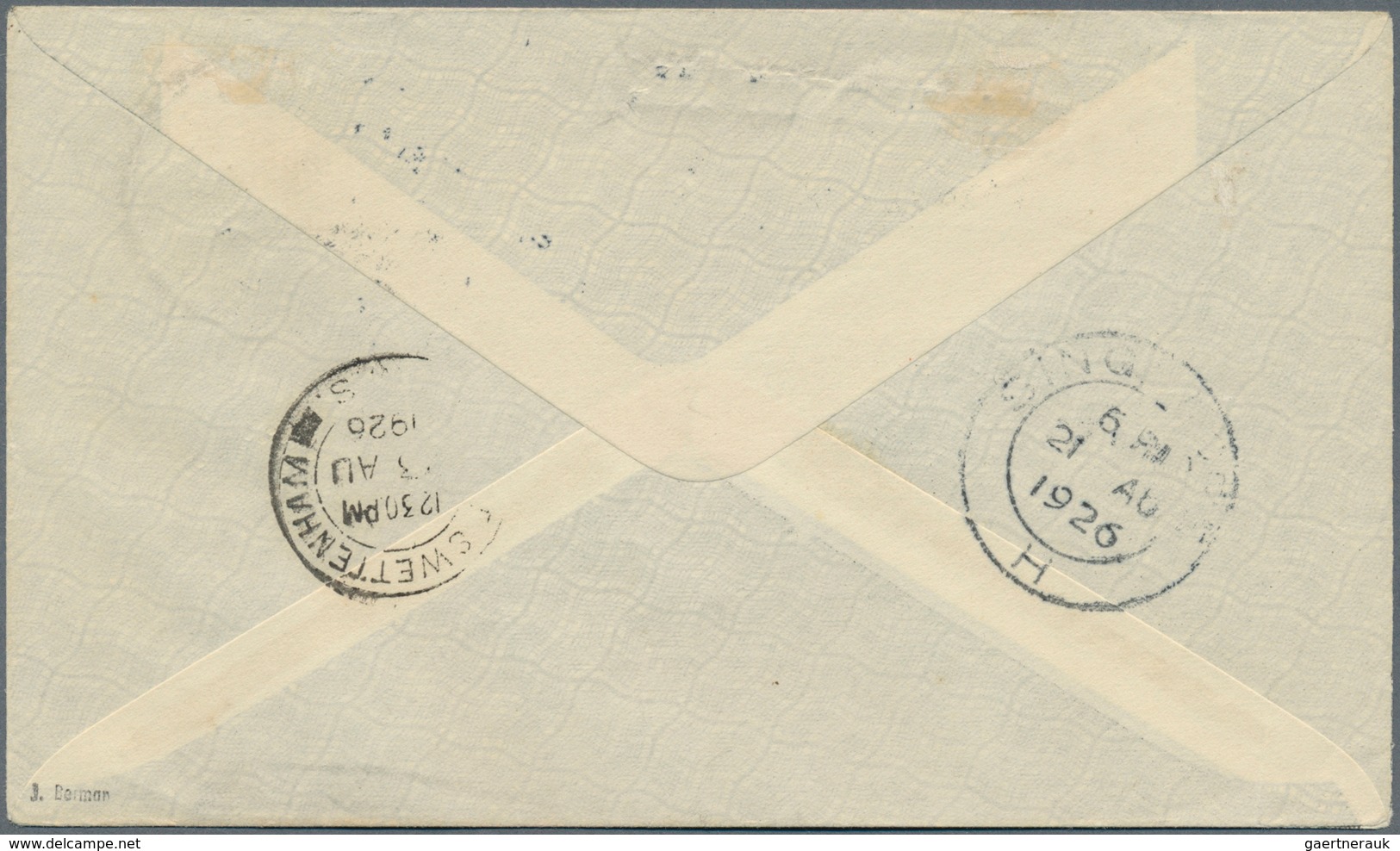 Singapur: 1926 (21.8.), Internal Airmail Letter By Air Survey Company At 4c. Local Rate Bearing Hori - Singapur (...-1959)