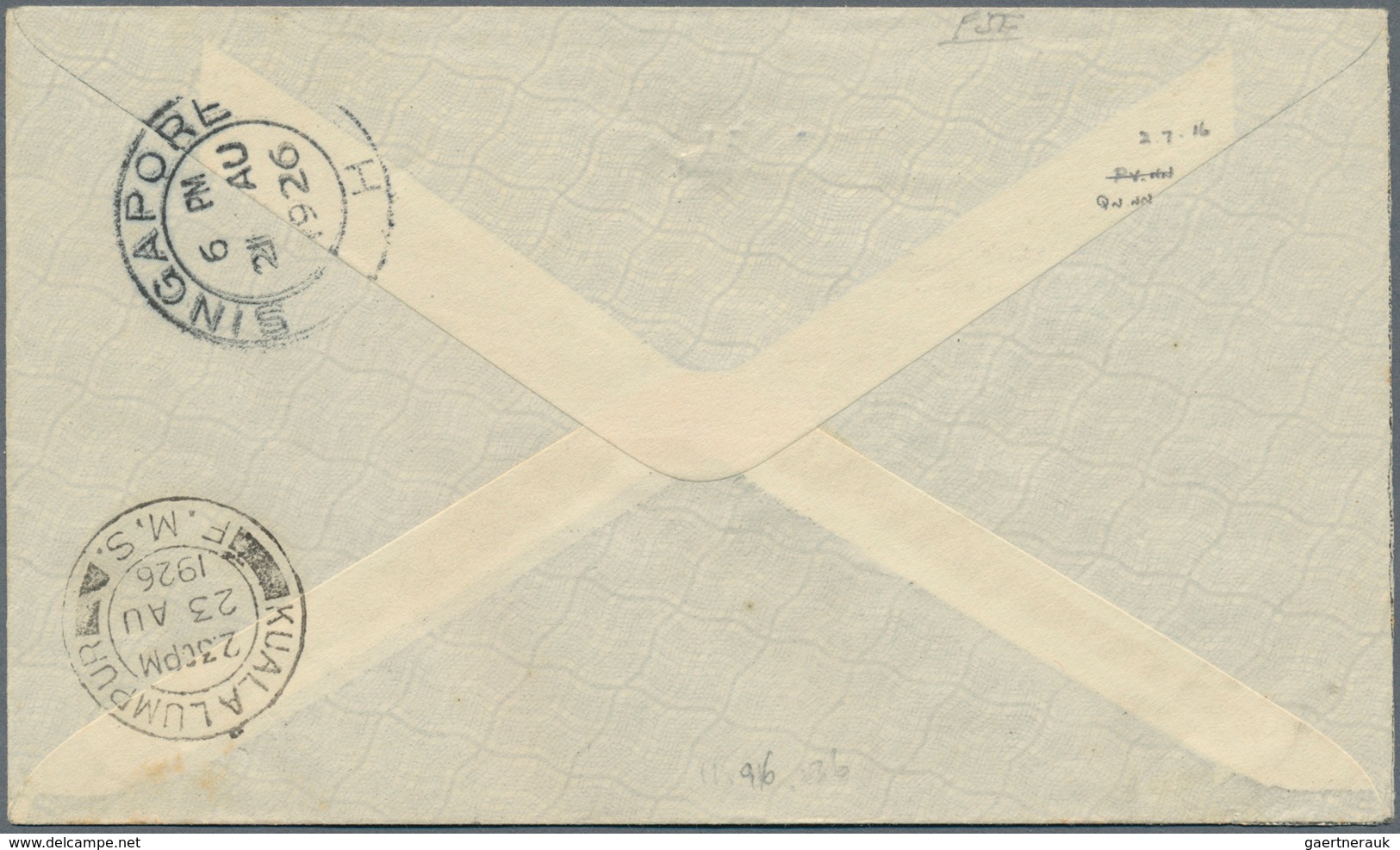 Singapur: 1926 (21.8.), Internal Airmail Letter By Air Survey Company At 4c. Local Rate Bearing Sing - Singapore (...-1959)