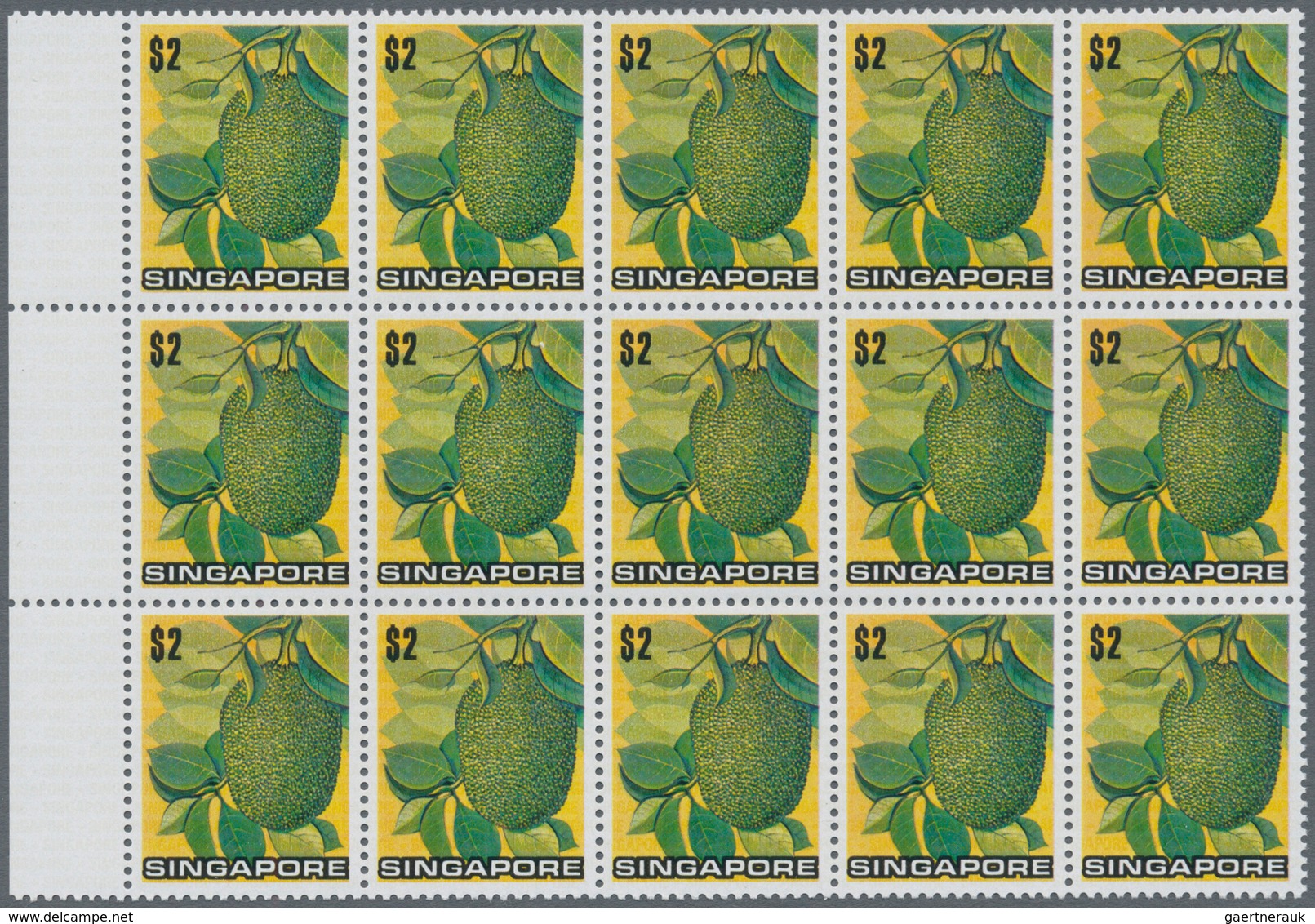 Singapur: 1973, Flowers And Fruits Defintives Complete Set Of 13 In Blocks Of 15, Mint Never Hinged, - Singapur (...-1959)