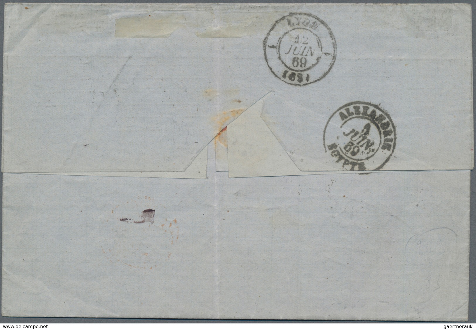 Syrien: 1869, Lettersheet From Beyrouth/Syria To Lyon, Dated Inside 2 Juin 1869 And Franked With Hor - Syrië